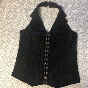 Tripp NYC Halter Corset Pinstripe Top